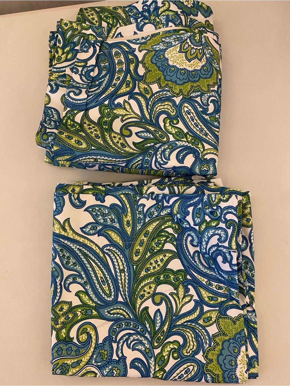 Blue & Green Paisley Curtain Panel Set - Vibrant Home Drapery 43x82”